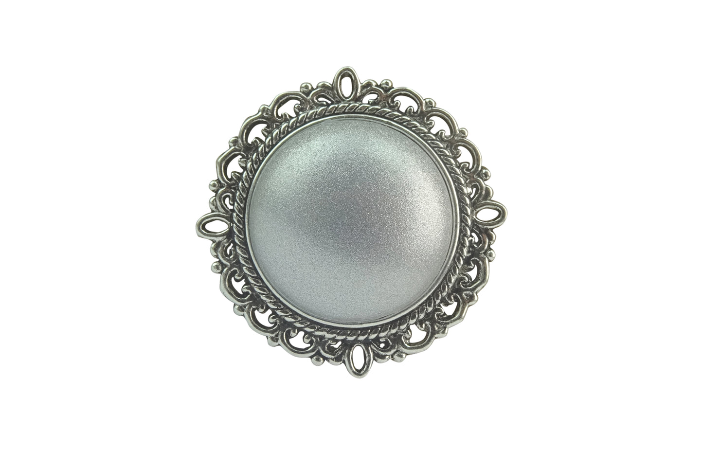 Magnetbrosche silber mit Verzierung 20mm
