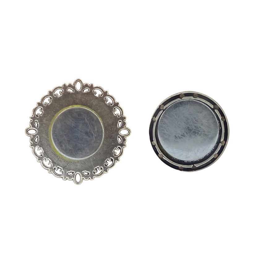 Magnetbrosche grau mit Glitzer und Verzierung 20mm